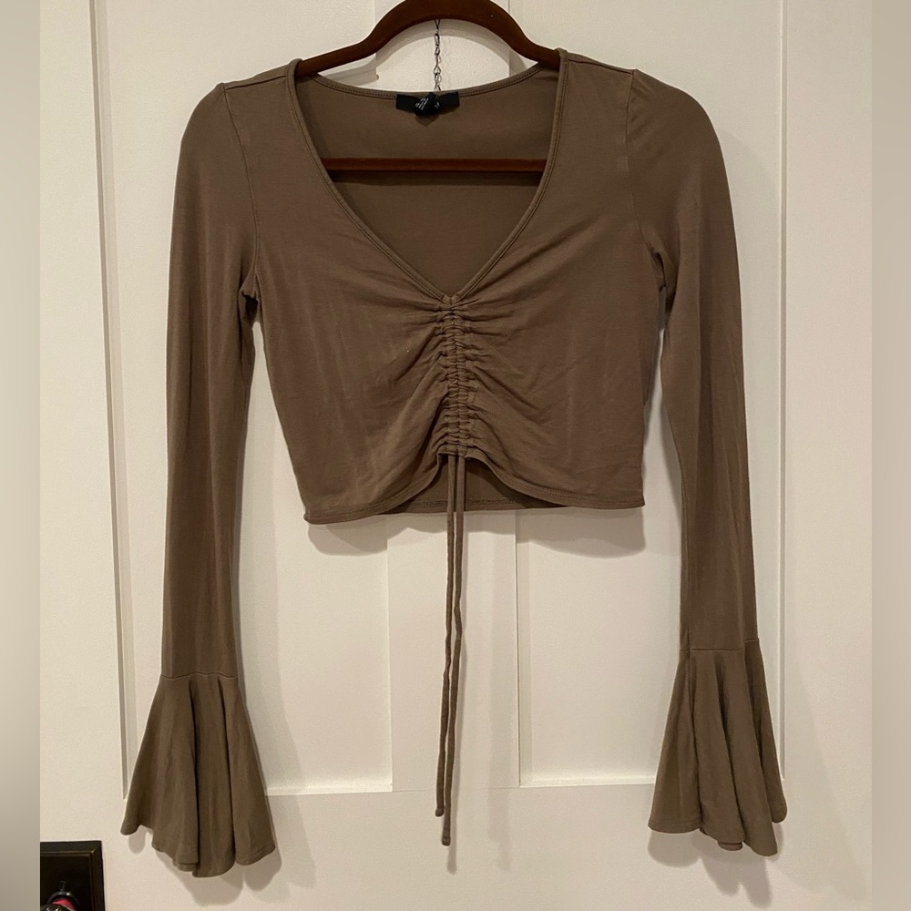 Urban outfitters scrunch tie bell sleeve top